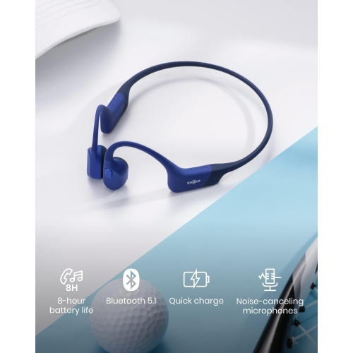 Shokz OpenRun Mini Bone Conduction Open-Ear Bluetooth Headphones - Blue by SHOKZ - Open Box condition - Image 4