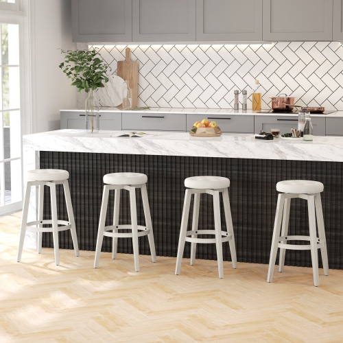 Ensemble de 2 tabourets de bar pivotants de 30 po avec cadre en bois et en caoutchouc à hauteur de bar de Costway - Beige