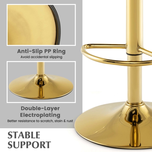 Costway Adjustable Bar Stool Set of 2 Leathaire Bar Chairs with Padded Seat & Footrest