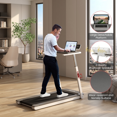Superfit 3HP Running Machine Folding Treadmill Adjustable Height APP Control Table Board