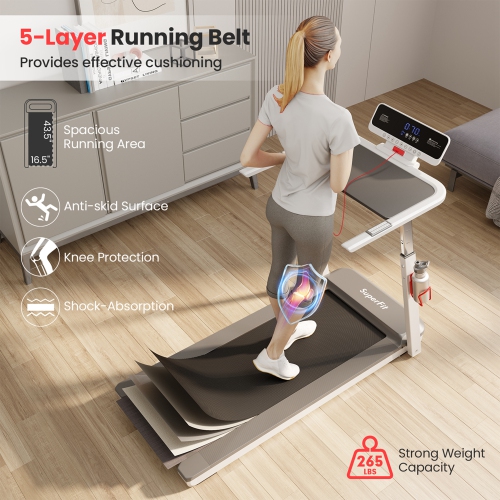 Superfit 3HP Running Machine Folding Treadmill Adjustable Height APP Control Table Board