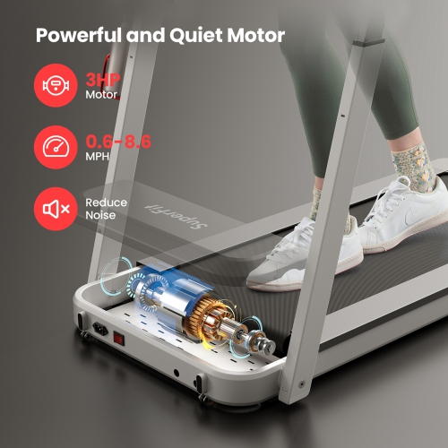 Superfit 3HP Running Machine Folding Treadmill Adjustable Height APP Control Table Board