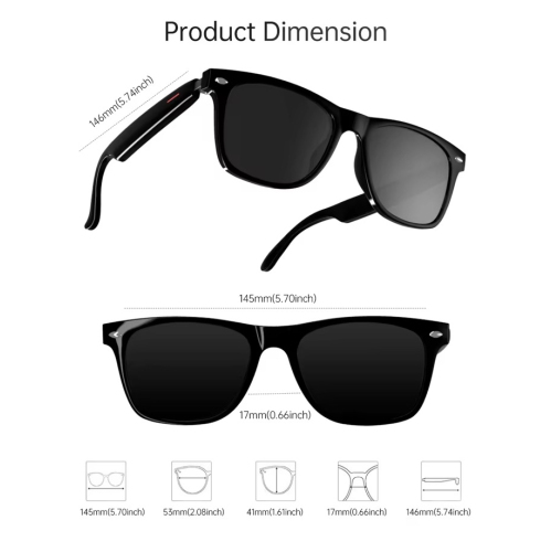 TUTT Bluetooth Smart Sunglasses | AI Voice Assistance Call & Music & Camera Control | UV Protection Anti Blue Ray | E13 Test Kit