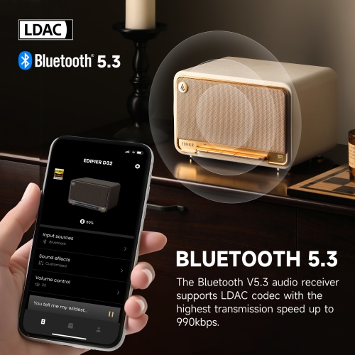 Haut-parleur Bluetooth sans fil de table D32 d'Edifier, Wi-Fi 60&nbsp;W RMS et système audio Bluetooth compatibles avec AirPlay2