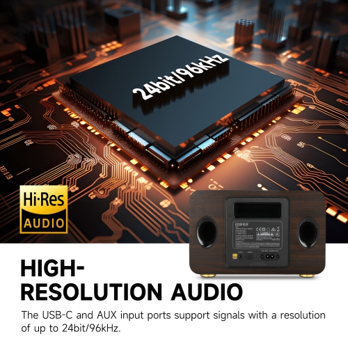 Edifier D32 Tabletop Wireless Bluetooth Speaker, 60W RMS Wi-Fi and Bluetooth Sound System Compatible with AirPlay2