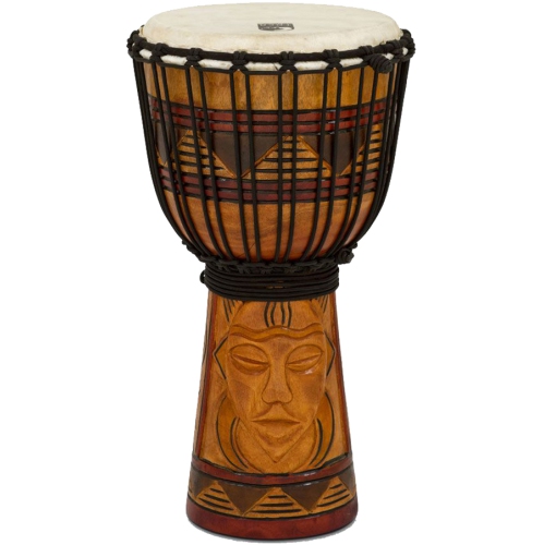 Toca Origins Series Rope Tuned Wood Djembe - 8 Tribal Mask