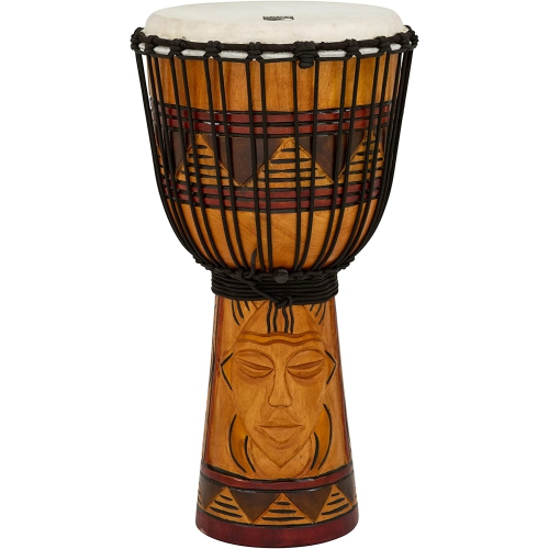 Djembé en bois corde Origins Series de Toca - 10 masque tribal