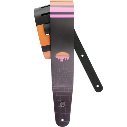 PLANET WAVES  Outrun Printed Leather Guitar Strap - Power Grid