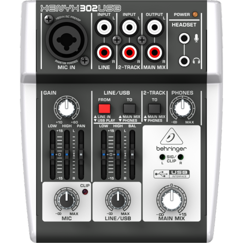 Behringer 5 Input Mixer w/USB Audio Interface