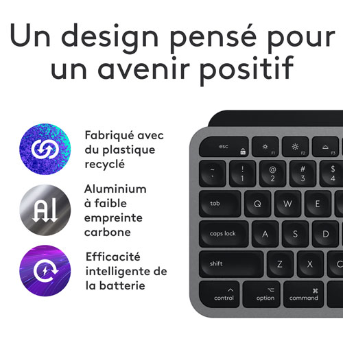 Ensemble Bluetooth MX Keys S de Logitech pour Mac/iPad - Gris cosmique