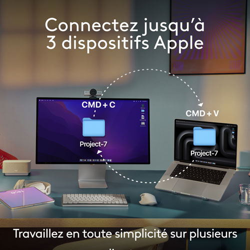 Ensemble Bluetooth MX Keys S de Logitech pour Mac/iPad - Gris cosmique