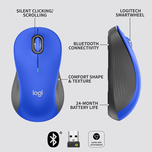 Souris optique sans fil Signature M550 L de Logitech - Bleu