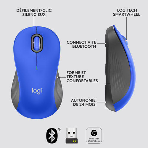 Souris optique sans fil Signature M550 L de Logitech - Bleu