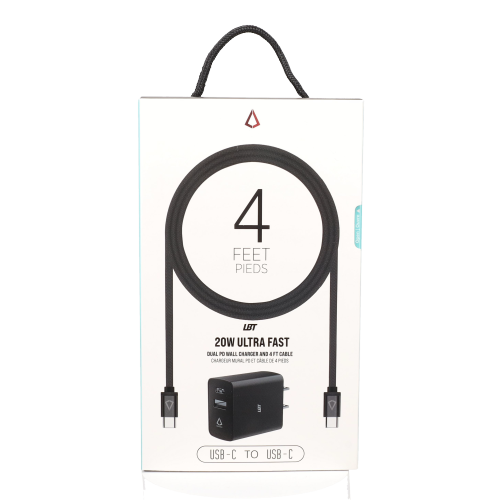 LBT  20W Pd Dual-Port Wall Charger With 4 Ft USB-C to C Cable