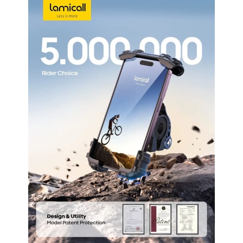 Bike Phone Mount | Motorcycle Holder by Lamicall - Handlebar Clamp for iPhone 15 Pro Max, 14 Pro Max, S23 S24 Ultra & More | Fits 4.7-6.8" Smartphones