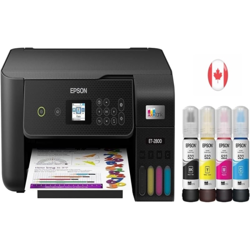 Epson EcoTank ET-2800 Wireless Color All-in-One Printer - Cartridge-Free Printing with Scan and Copy | Basic Home Printer - Black