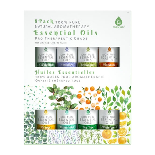 Pursonic 8 pack of 100% Pure Essential Aromatherapy Oils