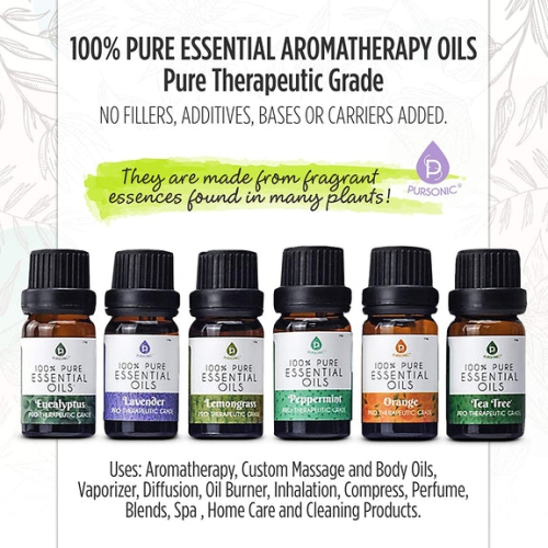 Paquet de 6 huiles essentielles d'aromathérapie Pure à 100 % de Pursonic