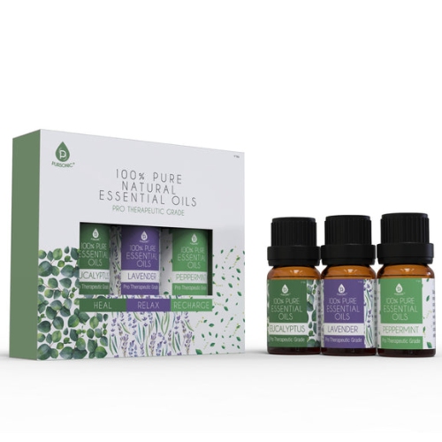 PURSONIC  3 Pack Of 100% Pure Essential Oils (Eucalyptus, Lavender & Peppermint)