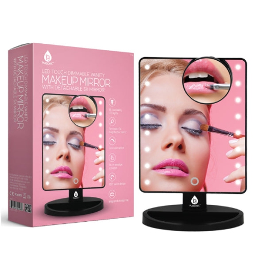 PURSONIC  Led Lighted Vanity Makeup Mirror In Black