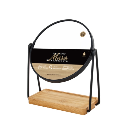 Pursonic Dual Side Mirror With Natural Wood Tray