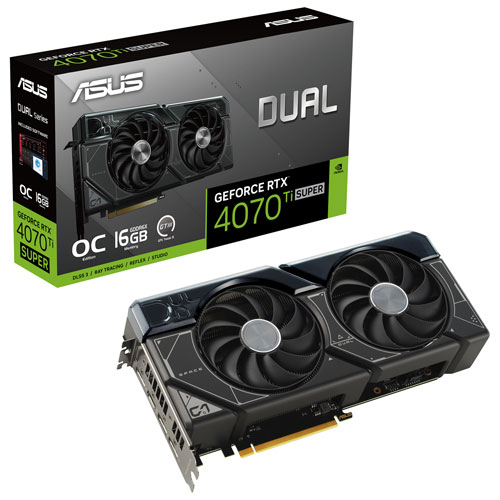 ASUS Dual NVIDIA GeForce RTX 4070 Ti Super OC Edition 16GB GDDR6X Video Card