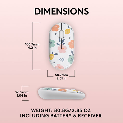 Souris sans fil à suivi optique de 1000 ppp M340 de Logitech - Bouquet de fleurs