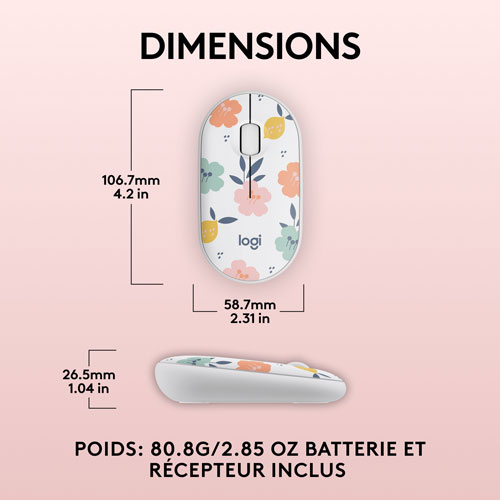 Souris sans fil à suivi optique de 1000 ppp M340 de Logitech - Bouquet de fleurs