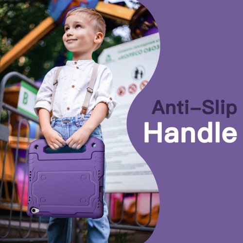 Kids Case for iPad 10 with Built-in Screen Protector, Shockproof Full-Body Handle Stand Tablet Protective Cover (Purple)