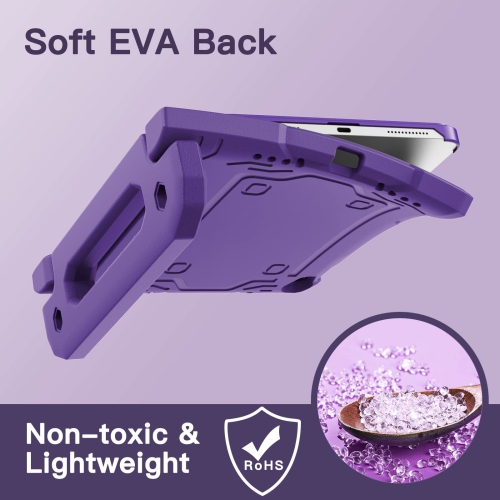Kids Case for iPad 10 with Built-in Screen Protector, Shockproof Full-Body Handle Stand Tablet Protective Cover (Purple)