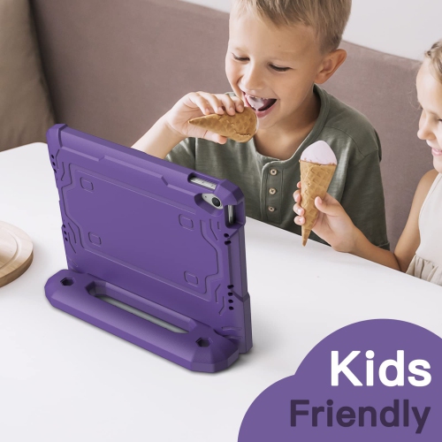 Kids Case for iPad 10 with Built-in Screen Protector, Shockproof Full-Body Handle Stand Tablet Protective Cover (Purple)