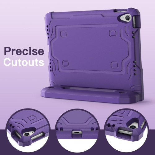Kids Case for iPad 10 with Built-in Screen Protector, Shockproof Full-Body Handle Stand Tablet Protective Cover (Purple)