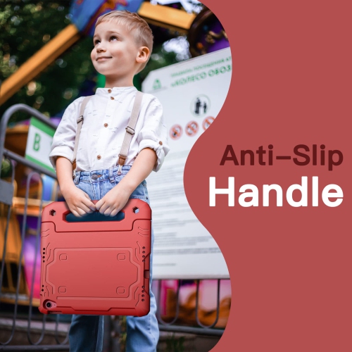 Kids Case for iPad 10 with Built-in Screen Protector, Shockproof Full-Body Handle Stand Tablet Protective Cover (Red)