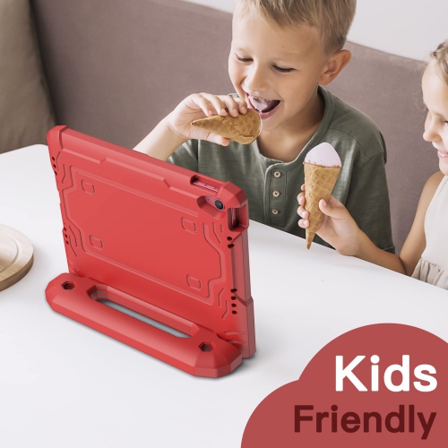 Kids Case for iPad 10 with Built-in Screen Protector, Shockproof Full-Body Handle Stand Tablet Protective Cover (Red)