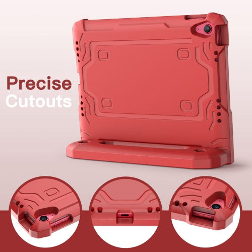 Kids Case for iPad 10 with Built-in Screen Protector, Shockproof Full-Body Handle Stand Tablet Protective Cover (Red)
