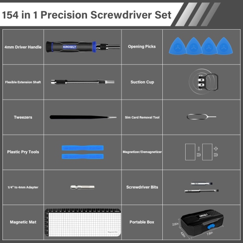 154 in 1 Small Screwdriver Set, Mini Screwdriver Magnetic Repair Tool Kit for Electronics Computer PC Laptop MacBook iPhone RC PS4 PS5 Nintendo