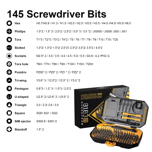 Screwdriver Set - BeiLan 145 in 1 Professional Electronics Screwdriver Set with Case Multi-Function Magnetic Torx Repair Tool Kit Compatible with