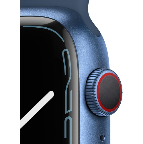 Apple Watch Series 7 [GPS + 45&nbsp;mm cellulaire] avec boîtier en aluminium bleu et bracelet sport bleu abysse - BO
