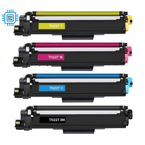 Compatible Brother TN227 Toner Cartridges BCYM 4 Pack 3K Pages