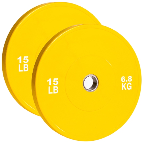 PRISP Olympic Bumper Weight Plate - Rubber Plate for 2 Inch Olympic Barbell with Steel Insert; Pairs, Sets and Single Plates Available