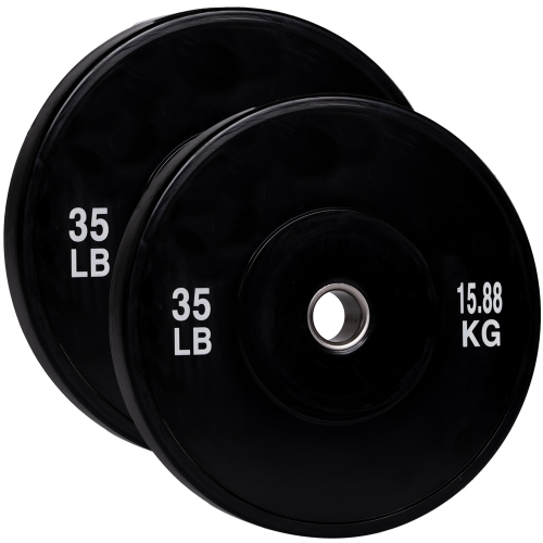 PRISP Olympic Bumper Weight Plate - Rubber Plate for 2 Inch Olympic Barbell with Steel Insert; Pairs, Sets and Single Plates Available