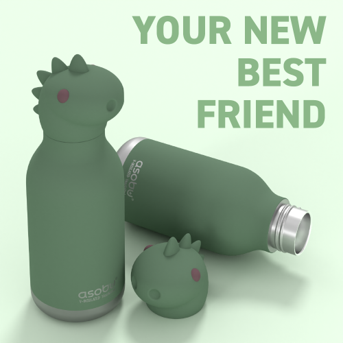 Asobu Bestie Kids Insulated Water Bottle with Detachable Soft Animal Head 16 Ounce