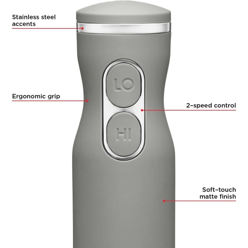Chefman Immersion 300W Hand Blender with Stainless Steel Blades, Powerful Electric Ice Crushing 2-speed Control Handheld Food Mixer, Purées,