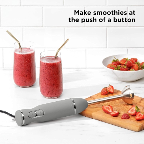 Chefman Immersion 300W Hand Blender with Stainless Steel Blades, Powerful Electric Ice Crushing 2-speed Control Handheld Food Mixer, Purées,