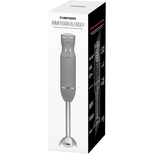 Chefman Immersion 300W Hand Blender with Stainless Steel Blades, Powerful Electric Ice Crushing 2-speed Control Handheld Food Mixer, Purées,