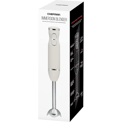 Chefman Immersion 300W Hand Blender with Stainless Steel Blades, Powerful Electric Ice Crushing 2-speed Control Handheld Food Mixer, Purées,
