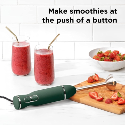 Chefman Immersion 300W Hand Blender with Stainless Steel Blades, Powerful Electric Ice Crushing 2-speed Control Handheld Food Mixer, Purées,
