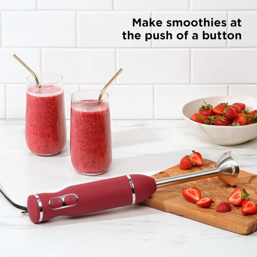 Chefman Immersion 300W Hand Blender with Stainless Steel Blades, Powerful Electric Ice Crushing 2-speed Control Handheld Food Mixer, Purées,