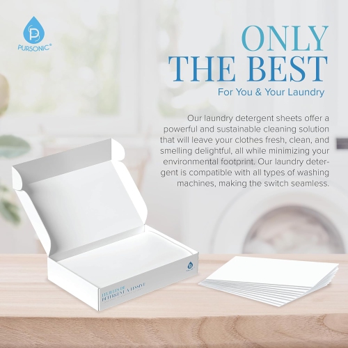 Pursonic Natural Laundry Detergent Sheets ,Eco Friendly– Fresh Linen Scent, 100 Sheets