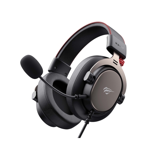 Havit H2015E Gaming 3.5mm plug headset, 53mm Speaker driver with Detachable Microphone design, compatible with PC, PS4/5 and XBOX_Black+Ochre